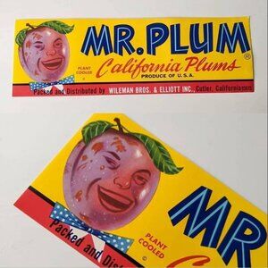 Vintage Mr. Plum Crate Labels set of 4